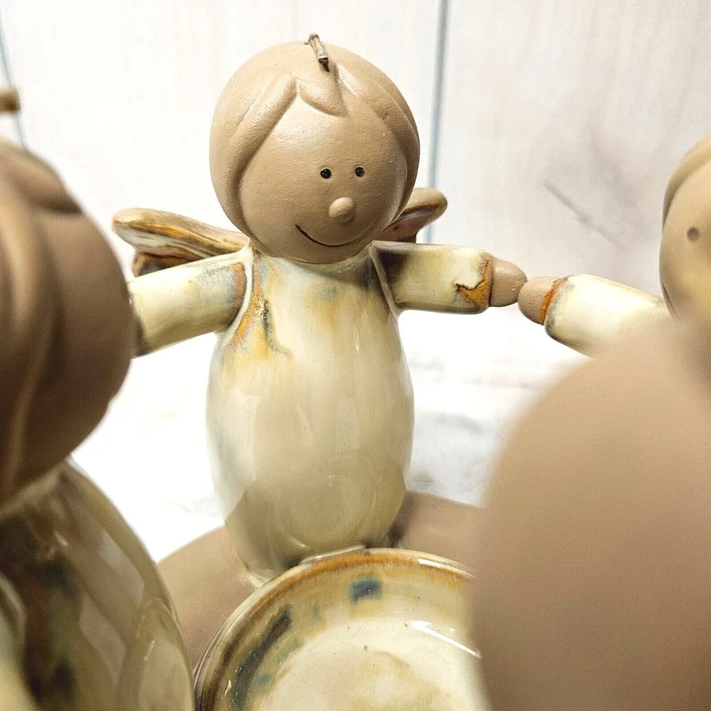 Circle Four Angels Ceramic Pottery Votive Candle Holder Year-Round Artsy‎